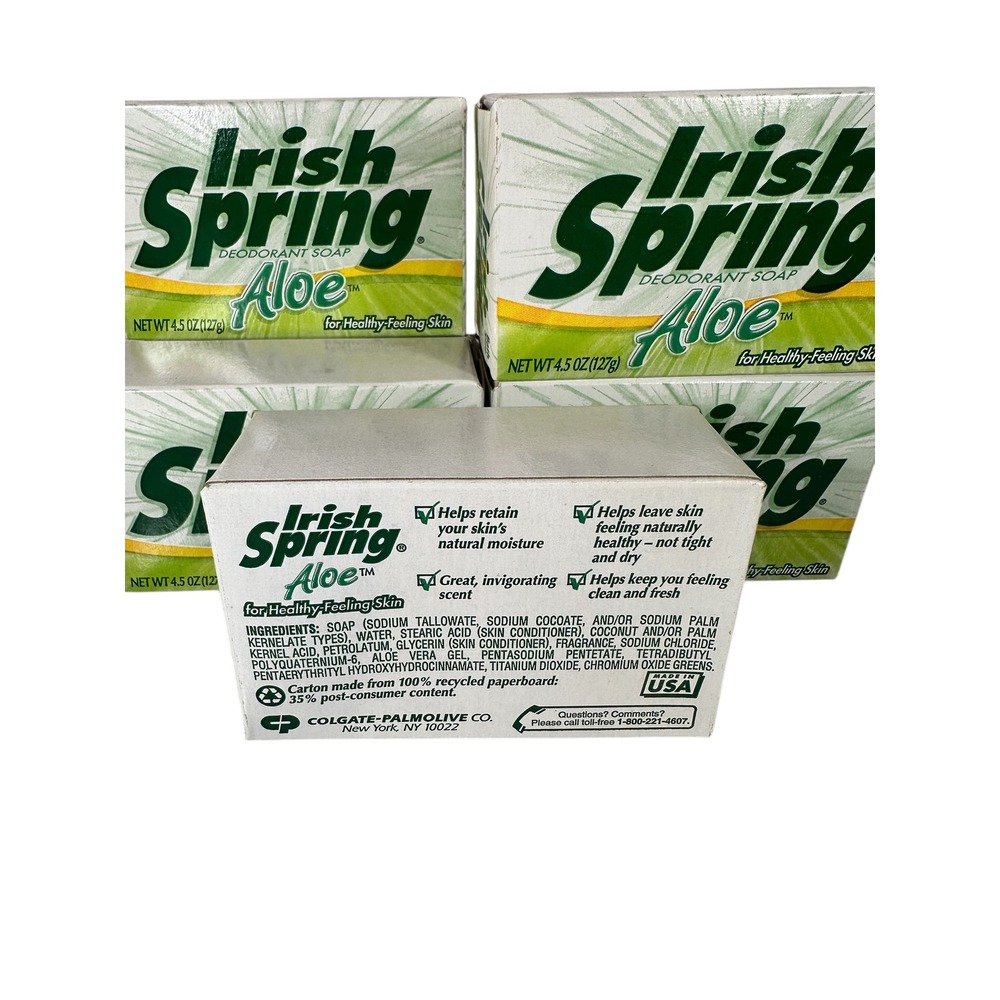 Irish Spring‎ Aloe Soap 8 Bars Discontinued 4.5oz Each Vintage 2000s Sealed - Picture 4 of 4